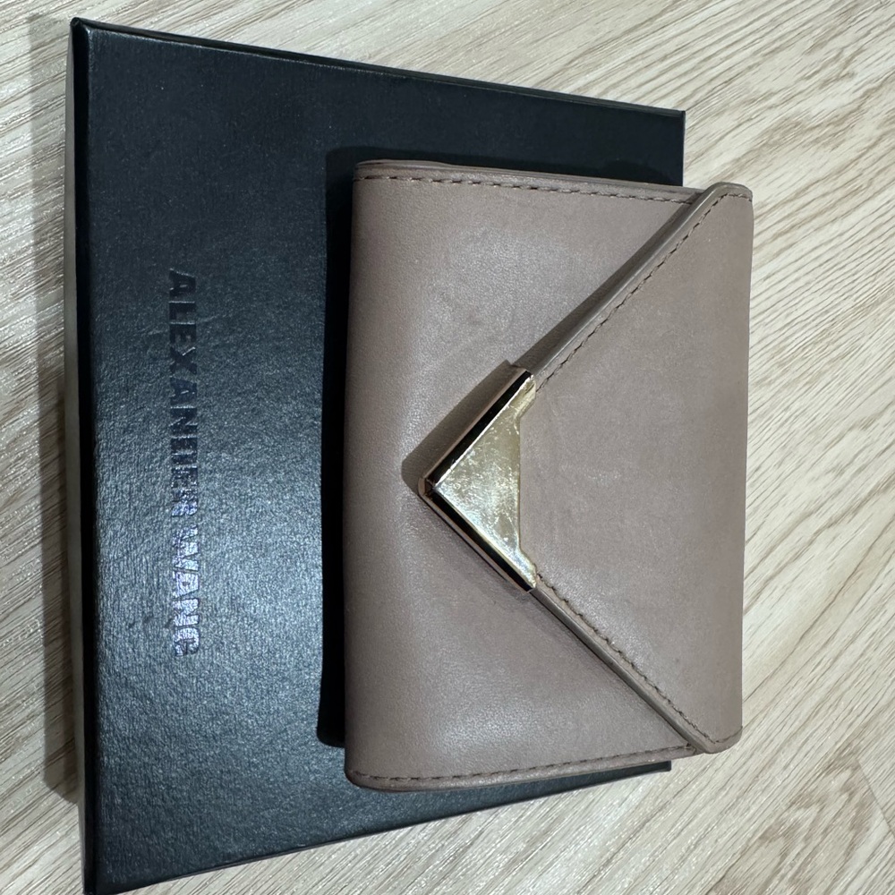 Alexander Wang Taupe Card Holder with Gold Accent